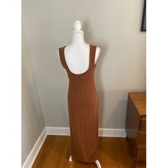 L Space Celine Copper Ribbed Midi Sweetheart Neckline Dress NWOT Size L - Picture 3 of 6